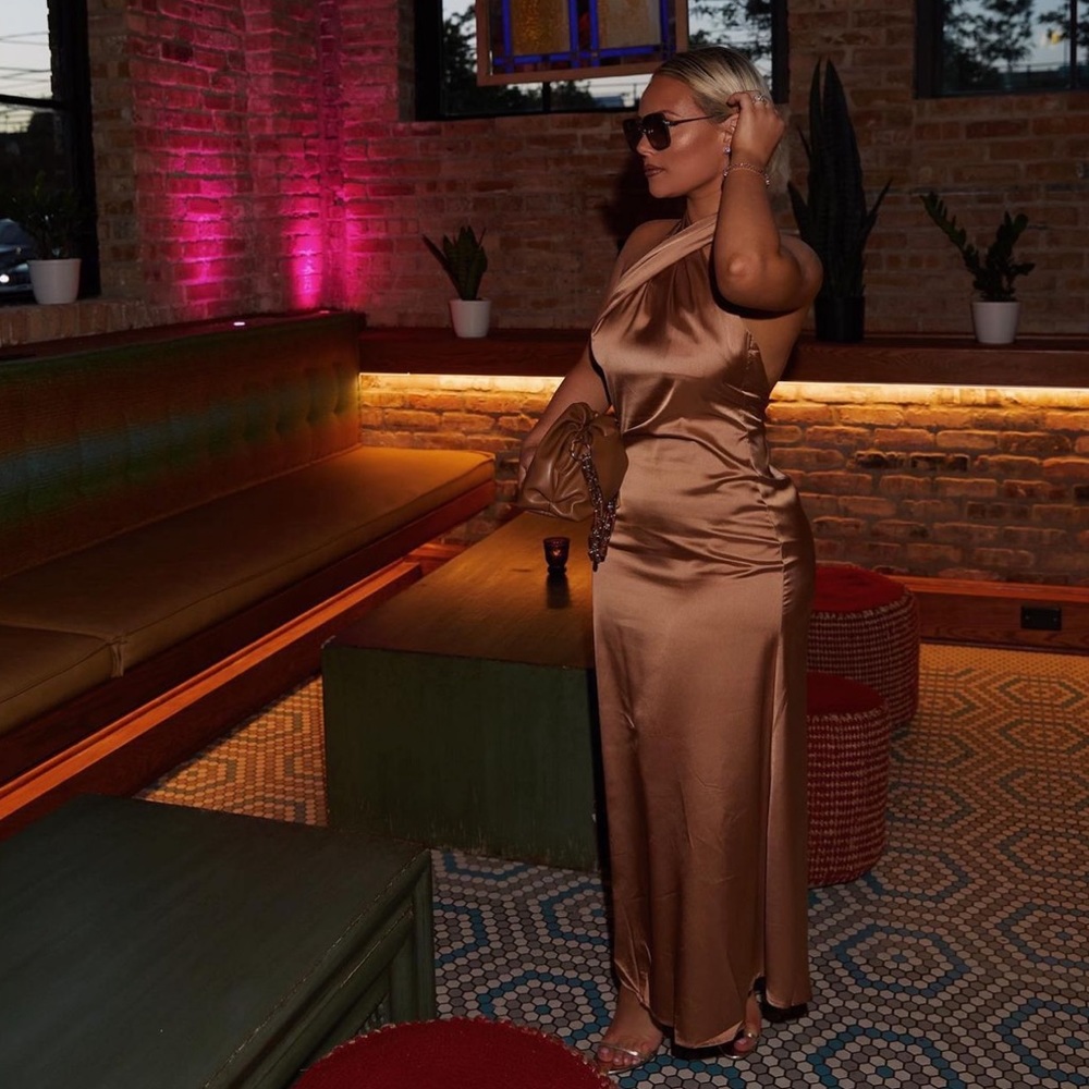 Open back satin dress